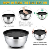 GadgetChefs™ Stainless Steel Mixing Bowls Set with Lids & Non-Slip Base – Nesting Kitchen Baking Bowls