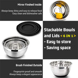 GadgetChefs™ Stainless Steel Mixing Bowls Set with Lids & Non-Slip Base – Nesting Kitchen Baking Bowls