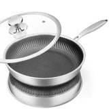 GadgetChefs™ Stainless Steel Honeycomb Nonstick Frying Pan with Lid – Induction Ready Cookware