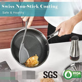 GadgetChefs™ Stainless Steel Honeycomb Nonstick Frying Pan with Lid – Induction Ready Cookware