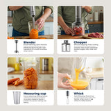 GadgetChefs™ 4-in-1 Hand Immersion Blender – Stainless Steel Stick Mixer with Whisk & Processor